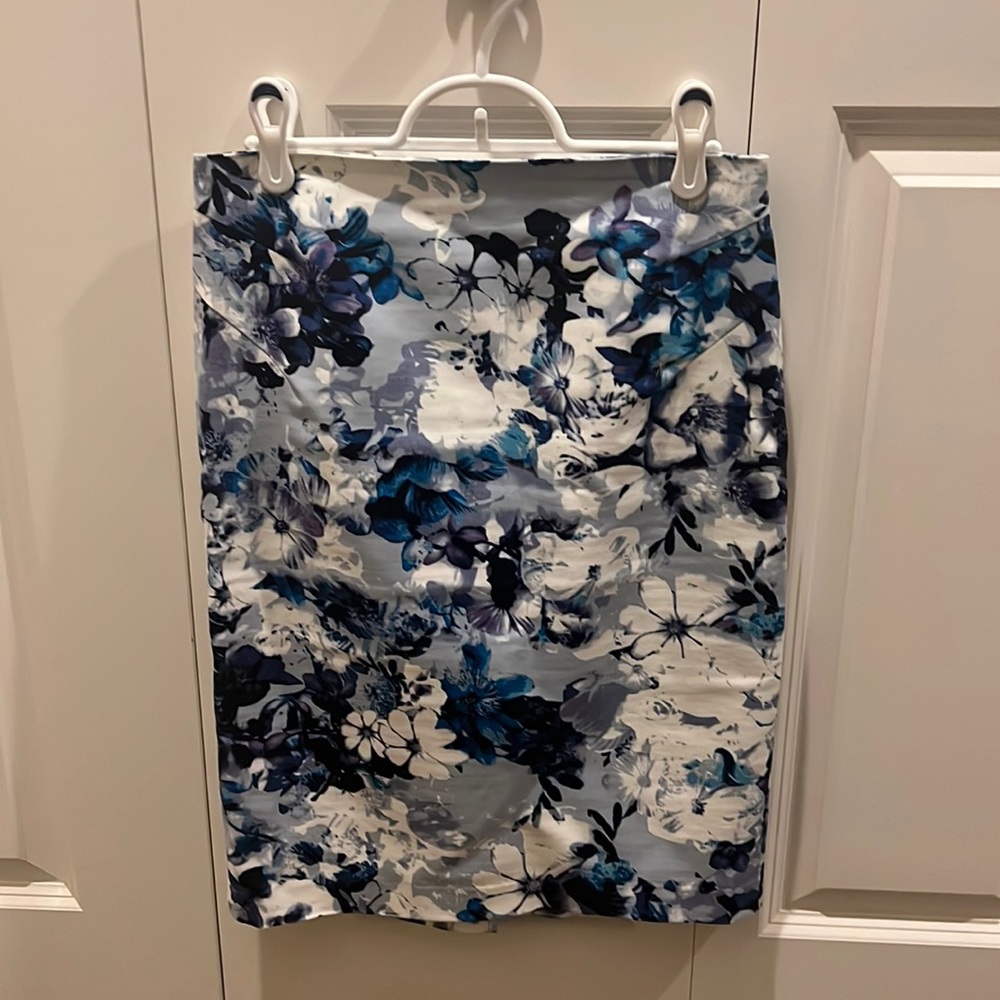 Floral watercolor pencil skirt